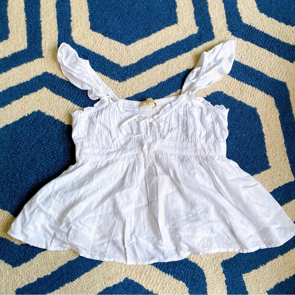 🐚 REBELLION BOHO WHITE RUFFLE SUMMER TOP! - Picture 5 of 12
